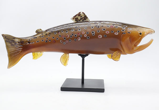 <i>Brook Trout</i>, 2025; 28 x 5 x 10 inches; hot sculpted glass