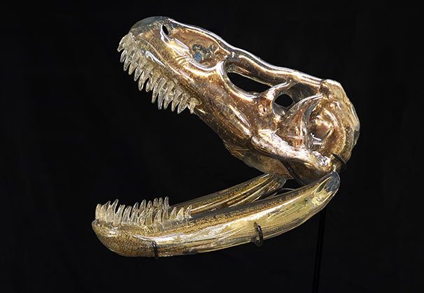 <i>Golden Era</i>, 2024; 20 x 11 x 24 inches; hot sculpted and gilded glass