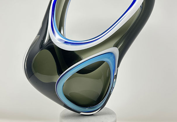 <i>Glancing Stone</i>, 2025; Blown Glass, Marble Base
