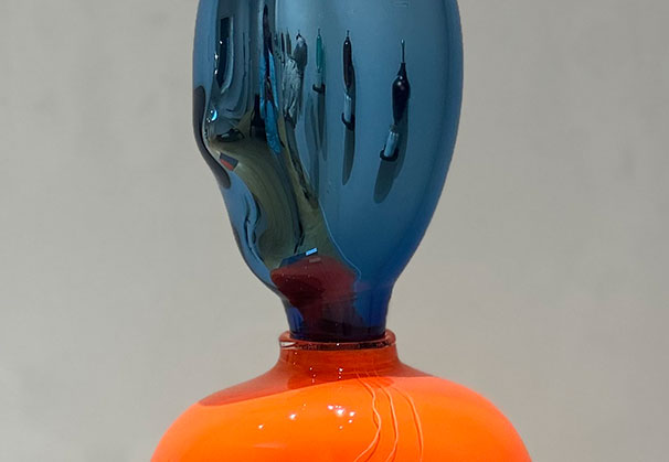 <i>Heart Tone II</i>, 2026; Blown, Hot Sculpted, Etched and Mirrored Glass, Wood Base

