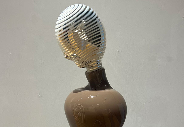<i>With Humility</i>, 2026; Blown, Hot Sculpted, Etched and Mirrored Glass
