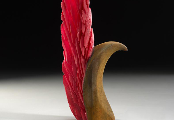 <i>Red Sprout</i>; 19 x 7 x 3 inches; cast and cut glass, fused steel