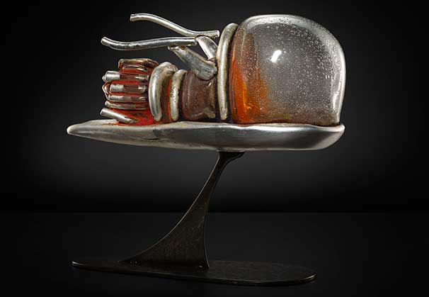 <i>Pulsaria</i>; 16 x 17.5 x 7 inches; blown glass, silver, steel base