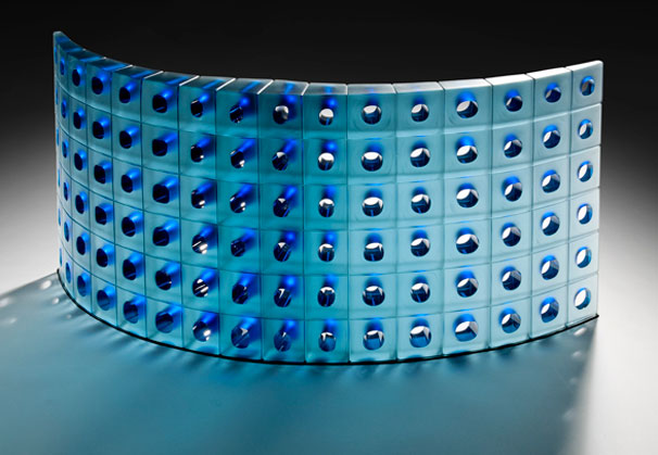 <i>Blue Xylem Section</i>, 2013; H 42 x W 90 x D 32cm; blown, constructed & carved tinted glass