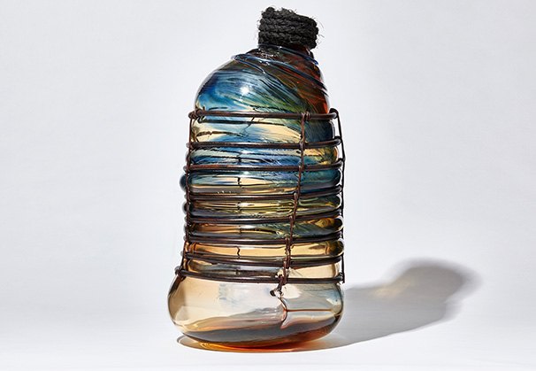 <i>Under the Influence</i>, 1, 2021; 46 x 25 x 25 centimeters; blown & sculpted glass with mixed media