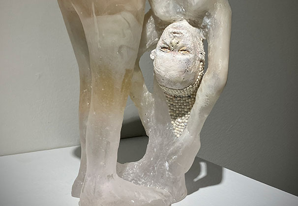 <i>BATHER</i>, 2023; 11 x 6 x 3-1/2 inches; cast glass/mixed media