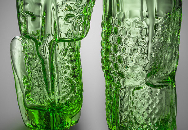 <i>REMIX</i>, 2026; 12 inches high & 10 inches high; blown glass
