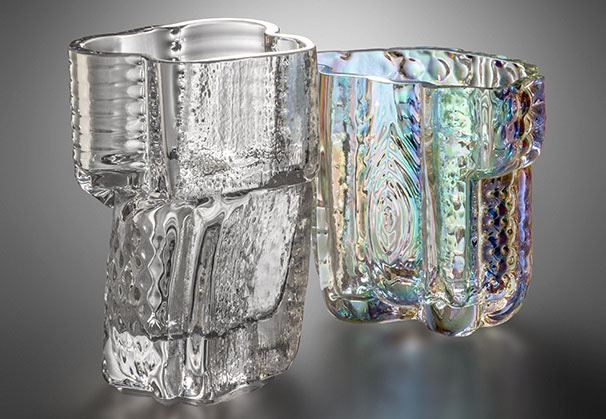 <i>REMIX</i>, 2026; 10 inches high & 7 inches high; blown glass