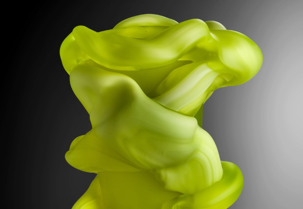 <i>RIOT: OPALINE/URANIUM & URANIUM</i>, 2026; 11 inches high; blown glass