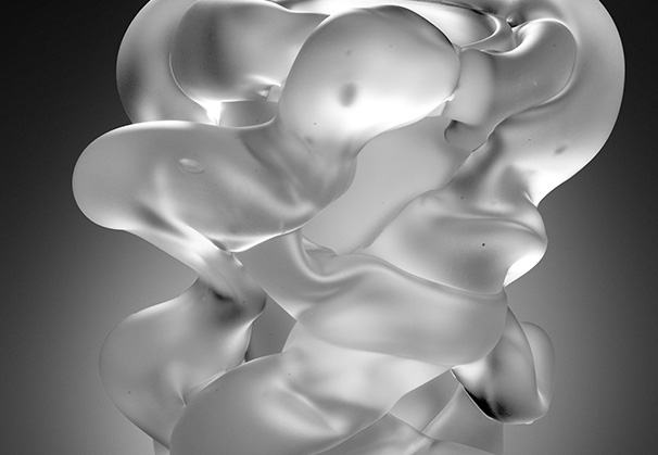 <i>RIOT: CRYSTAL & WHITE</i>, 2026; 13 inches high; blown glass
